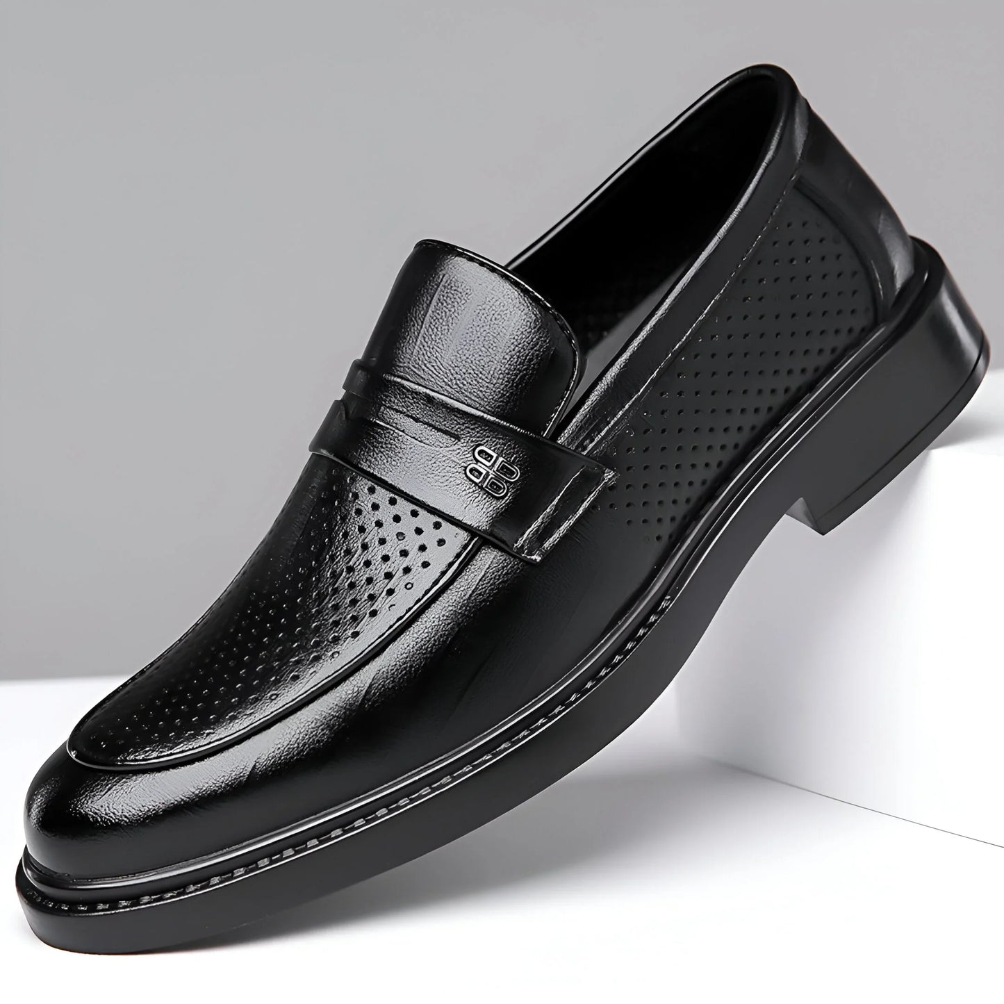 Leonardo Perforated Leather Loafers