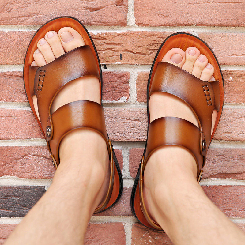 Ruviano Leather Slide Sandals